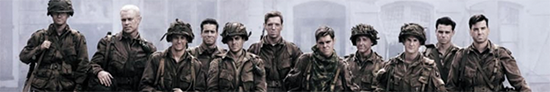 A line-up of several main Band of Brothers characters